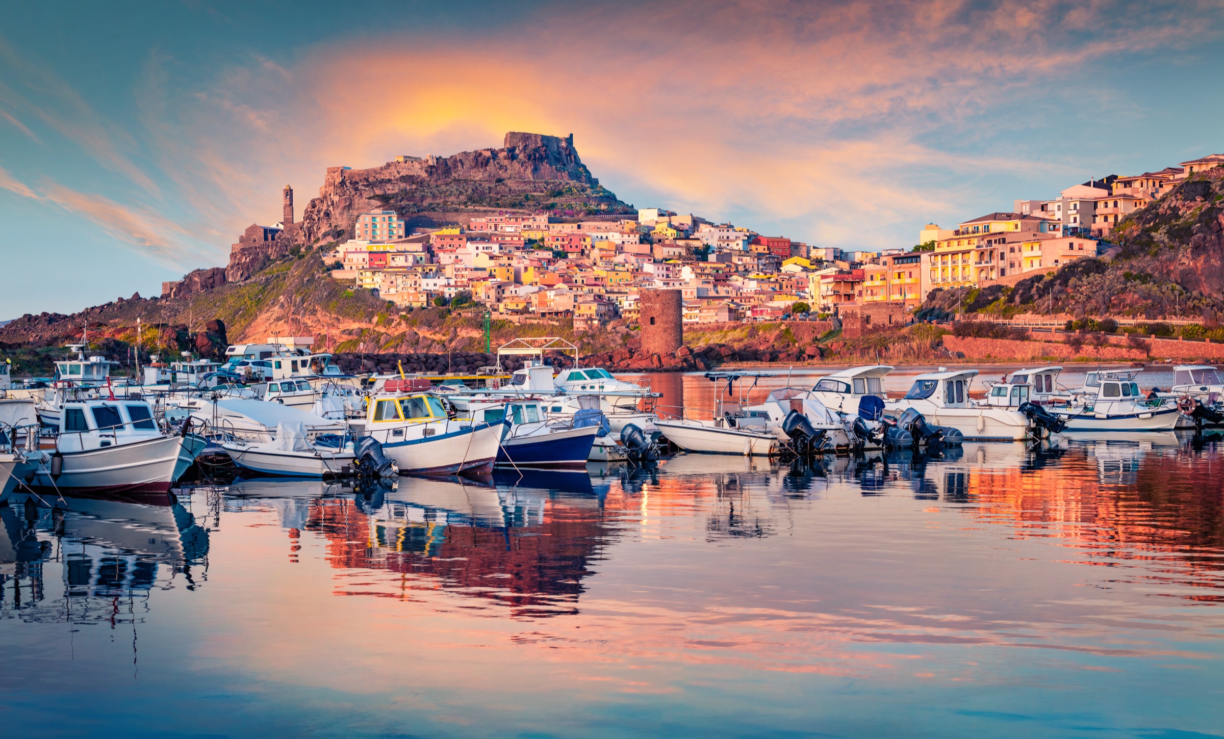 Castelsardo at sunset, the medieval hilltop town 25 minutes from Badesi