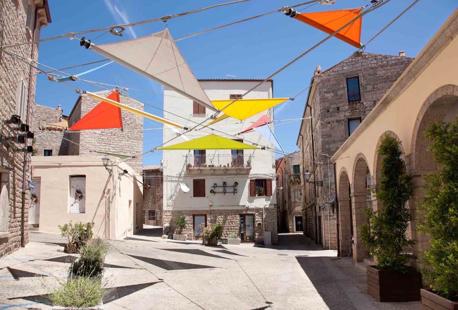 A quiet stone-paved street in Tempio Pausania, an inland Gallura village