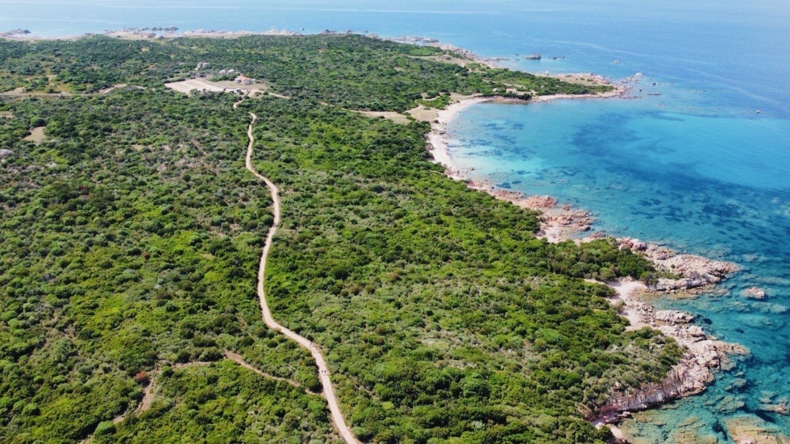 Aerial of the coast path linking Portobello di Gallura to Vignola Mare